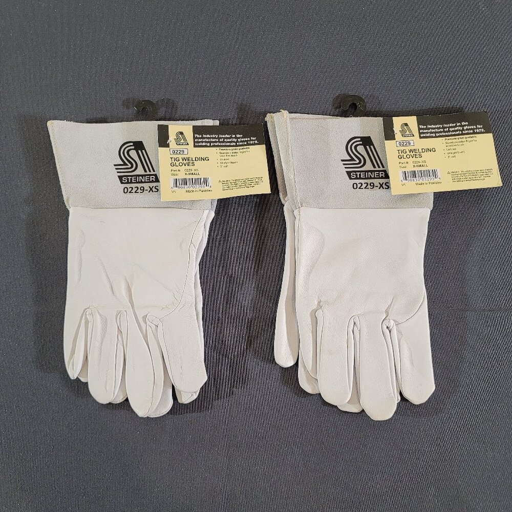 (2 PRs) STEINER 0229-XS XSMALL TIG Welding Gloves Premium Grain Goatskin Unlined